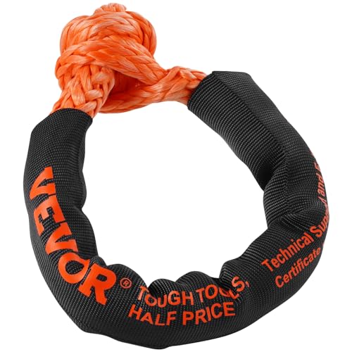 VEVOR 2-Pack Synthetic Soft Shackle, 1/2" x 22" - 44,092 lbs (20 Ton) Breaking Strength, Heavy Duty Recovery Tow Shackles with Extra Sleeves & Storage Bag for UTV,ATV,Trucks,Off-Road Vehicles,Orange