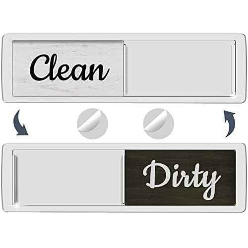 Oxepleus Dishwasher Magnet Clean Dirty Sign, Farmhouse Rustic Wood Design Black and White Non-Scratch/Easy to Read & Slide/Strong Magnetism Kitchen Storage and Decoration Accessories (A-Silver)