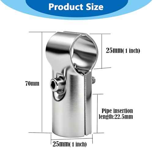 T Pipe Connector Clamps,2 Set 25mm(OD.1inch) Stainless Steel Pipe Fence Clamp Tee Corner Fitting End Rails Clamps
