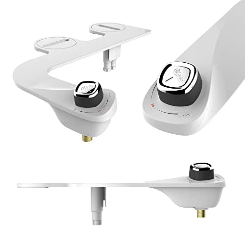 Bio Bidet SlimEdge Bidet Attachment for Toilet, Non Electric, Self Cleaning Dual Nozzles for Front and Rear Cold Water Wash, Adjustable Water Pressure, Ultra Thin Design, White