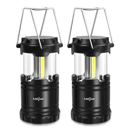 LED Camping Lantern, Battery Operated Lights, Adjustable Brightness for Camping, Emergencies, Power Outages, Outdoor Collapsible Lanterns, 2 Pack