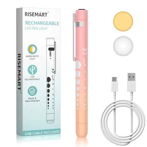 Rechargeable Pen Light for Nurses and Doctors ? LED Medical Penlight with USB Charging, Dual Light Modes, Durable Clip ? Ideal Gift for Graduation, Night Shift, Clinical Use ? Orange Pink Gradient