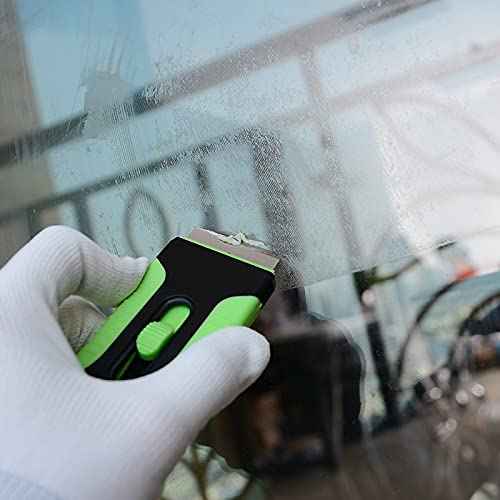EHDIS Car Sticker Remover Glass Cooktop Razor Scraper with 10pcs Replace Blades for Label,Glue,Paint,Adhesive Remover,Oven Door, Stove Cleaning (Green)