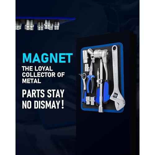 Magnetic Tool Mat Set, 40 LB Tool Pad with Telescoping Magnetic Pickup Tools & Magnetics Wristband, Tools Organizer for Garage, Workshop & Auto Repair