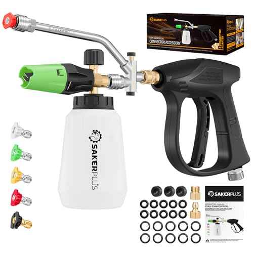 Foam Cannon Dual Connector Accessory,Pressure Washer Gun with Foam Cannon,1/4 Inch Quick Connector with 5 Power Washer Sprayer Nozzles,for Car Washing and Cleaning