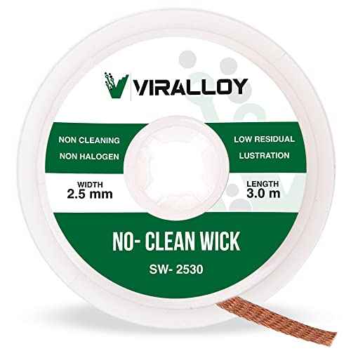 No Clean Solder Wick Braid 10ft Pure Copper Desoldering Wick Braid Remover Tool with Solder Flux Soldering Tools De Solder Sucker and Repair Electronic Components Width 0.1 inch - Pack of 1