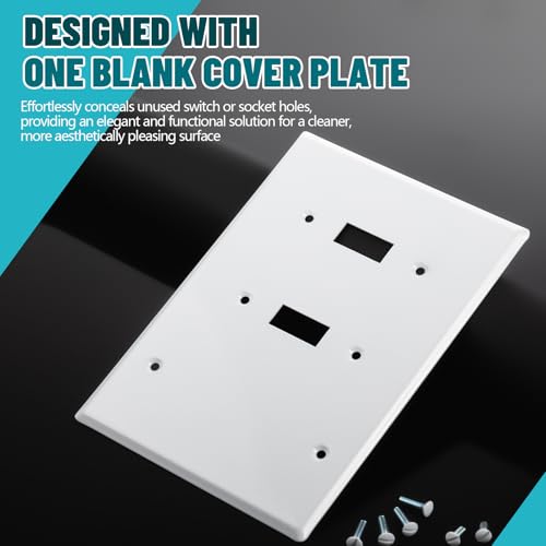 Kingdder Stainless Steel 3-Gang Wall Plate with 1 Blank and 2 Toggle Switch Openings - Model 1-Blank/2-Toggle