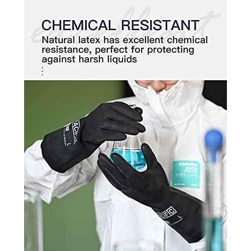 PACIFIC PPE Chemical Resistant Gloves, Heavy Duty Industrial Rubber Gloves, Resist Acid, Alkali and Oil, 12.6", Large