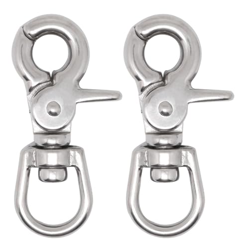 BENLIUDH 2 pcs Silver Stainless Steel 2.56" Trigger Snaps Swivel Hooks