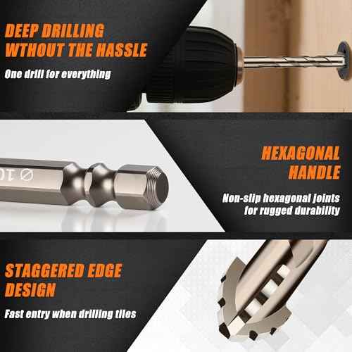 5PCS Four Blade Serrated Eccentric Drill Bits, High-Strength Eccentric Twist Drill Bit, Four Edged Serrated Eccentric Drill Bit Set for Concrete Glass Brick Cement Tile Marble Wood(4/6/8/10/12mm)