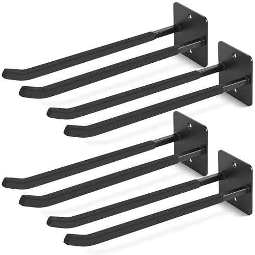 14 Inches Extra Large Garage Hooks, 4Pcs Heavy Duty Garage Wall Mount Organizer, Tool Hanger Long Utility Storage Hooks for Hanging Tire, Chair, Ladder, Garden Tools, Strollers and More