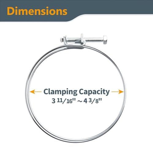 POWERTEC 70352 4" Hose to 2-1/2" Hose Cone Reducer with 4" & 2-1/2" Double Wire Clamps