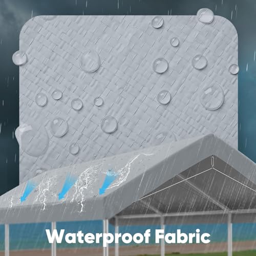 Advance Outdoor 10x20 ft Carport Replacement Top Cover Gray Waterproof UV Protected Easy Setup
