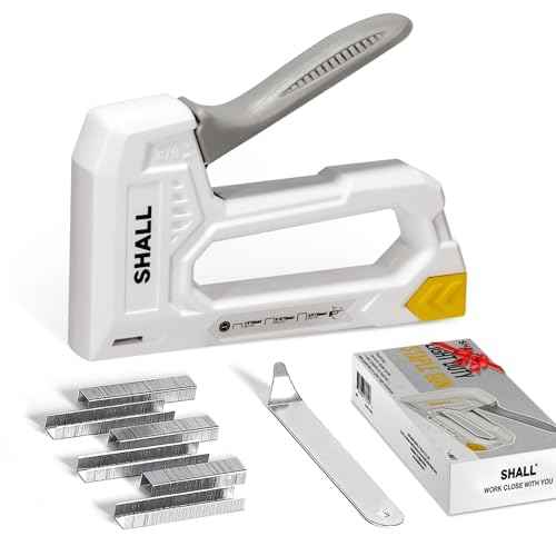 SHALL Light Duty Staple Gun for Wood - White Upholstery Staple Gun with 1600pcs JT21 Staples 1/4, 5/16, 3/8 inch and Staple Remover - Fabric Stapler Gun for Crafts, DIY, Decoration