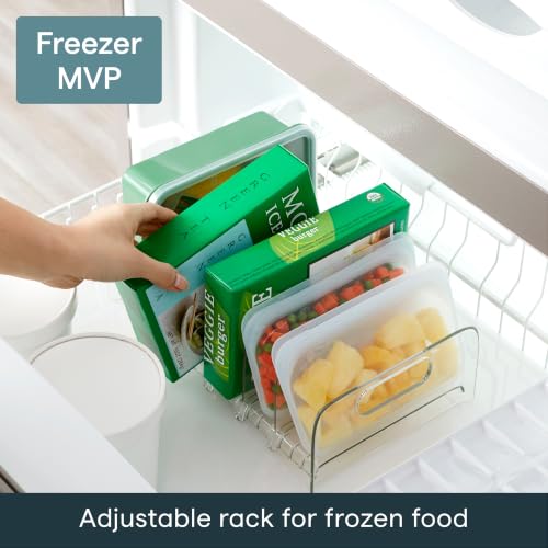 YouCopia FreezeUp Freezer Rack 12" with Adjustable Dividers & Handles – BPA-Free, Clear