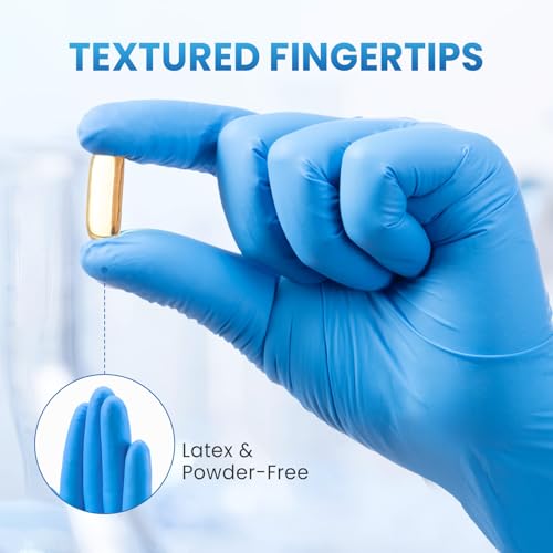 Borje Nitrile Disposable Gloves, Medical Exam Gloves, 100 Count, Blue, Large, Latex & Powder-Free, Food Safe, Cleaning, Cooking, Lab & Tattoo