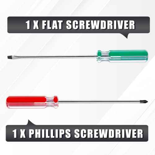 2 PCS Magnetic Screwdriver Set, Magnetic 5mm Phillips and Flat Head Tips Screwdriver with 8¡± Steel Shaft for Repair Home Improvement