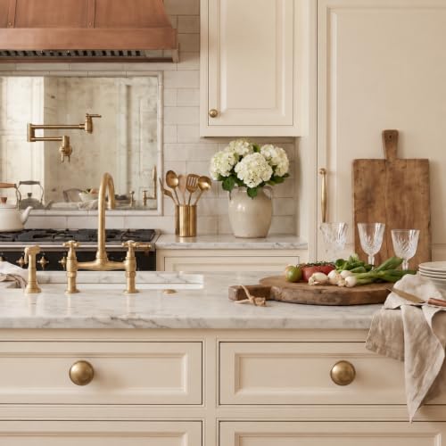 Khtumeware 10 Pack 1-1/4 Inch Champagne Bronze Cabinet Knobs - Solid Round Drawer Pulls