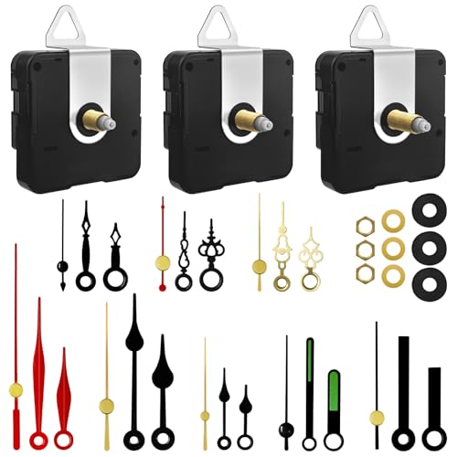 3PCS Clock Mechanism Kit with 8 Pairs of Hands — Quartz Silent Movement Replacement
