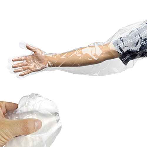 50 Pack Shoulder Length Gloves Veterinary Insemination Rectal Long Gloves Disposable Plastic Palpation Glove 35 Inch Long for Dogs Cattle Horse Gastrointestinal Examination Field Dressing