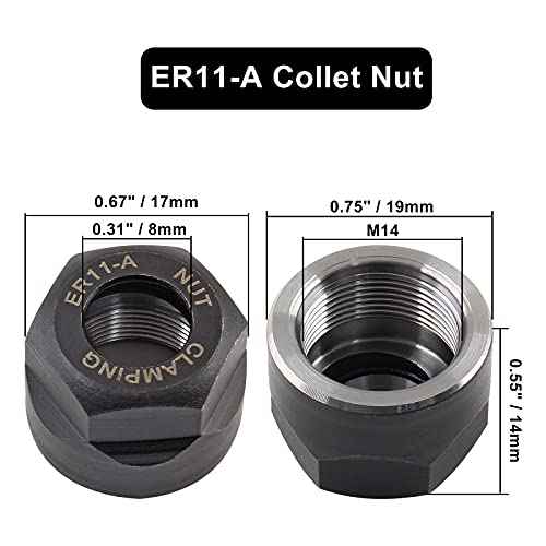 4Pcs ER11-A Collet Nut, M14 Collet Clamping Nuts for CNC Milling Chuck Holder Lathe