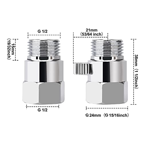 MAYYAYA Black Brass Shower Head Flow Control Valve - NPT1/2 Metal Shut-off