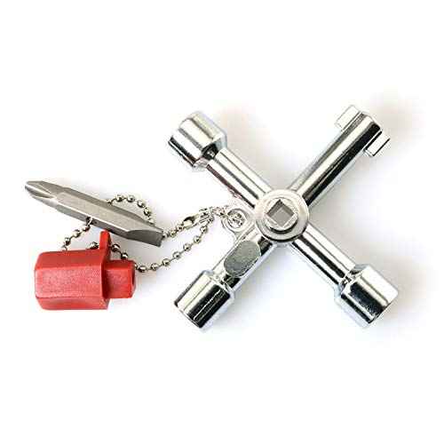 RLECS 4 Way Cross Key Zinc Alloy Multifunction Triangle Wrench Key Universal Opening Key Plumbers Electricians Tool for Gas Electric Meter Cabinets Bleed Radiators