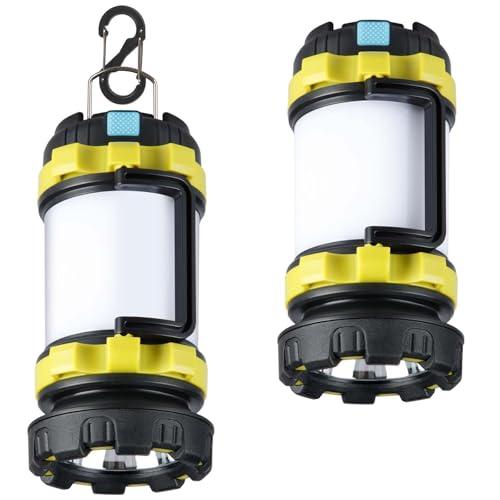 BOBKID 2-Pack Rechargeable LED Camping Lanterns - Green, High Lumens, Waterproof & Multi-Mode