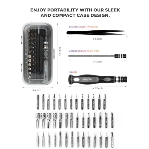 Precision Screwdriver Set - 48 in 1 screwdriver bit set Magnetic Small Screwdriver Set with Case, mini screwdriver set for Computer, Laptop, iPhone, MacBook, PC, Game Console, Eyeglass(48-IN-1)