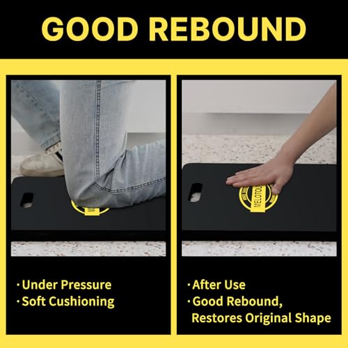 MELOTOUGH Kneeling Pad for Work Portable 1.1" Thick NBR Foam Kneeling Pads for Mechanics, Plumbers, Electricians & Gardening (Black)