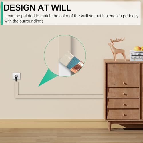 Rindion 85.2in Wall Cable Hider Set - Self-Adhesive Wire Cover for TV Wires, White