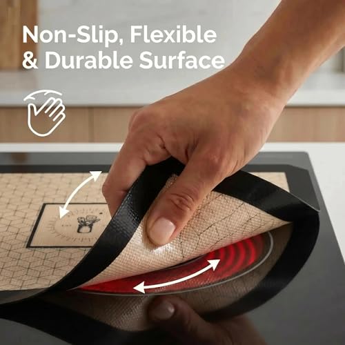 ZETHYR STREET Induction Cooktop Mats Set of 5 – 0.7mm Silicone Fiberglass Protectors, 2 Small 2 Large 1 Half Sheet