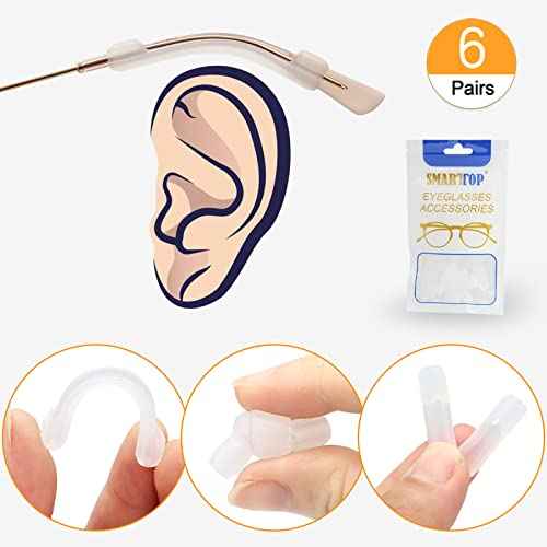 Silicone Eyeglasses Temple Tips Sleeve Retainer, Anti-Slip Elastic Glasses Ear Grip Comfort Eyeglasses Retainers Behind The Ears for Reading Glasses Sunglasses