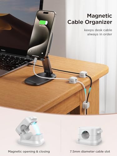 White 9-Pack Magnetic Cable Clips - Cord Organizer & Wire Holder for Desk & Wall