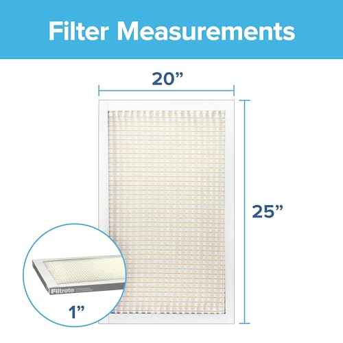 Filtrete 20x25x1 AC Furnace Air Filter, MERV 5, MPR 300, Capture Unwanted Particles, 3-Month Pleated 1-Inch Electrostatic Air Cleaning Filter, 6-Pack (Actual Size 19.69x24.69x0.81 in)