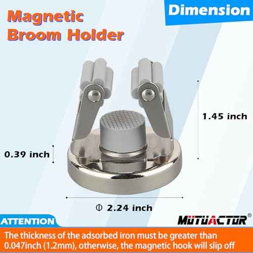 MUTUACTOR Magnetic Broom Holders,8pcs Anti-broken Heavy Duty Magnetic Clips Wall Mount,No Drilling Magnetic Hooks Broom Mop Brackets for Work Cargo Garage Laundry Van Accessories