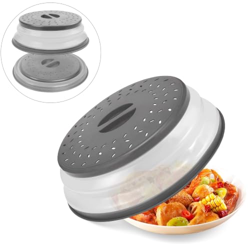GLICPIX Grey 10.5 Inch Microwave Splatter Cover Collapsible