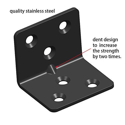 Aufuga Black Stainless Steel Shelf Brackets 1.5x1.2x1.2 Inches Pack of 16 Heavy Duty Corner Supports