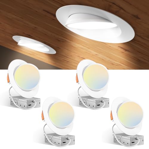 Amico White 6 Inch 5CCT Gimbal Recessed LED Ceiling Light - Adjustable, Dimmable, 1200LM