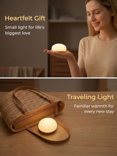 EASZZZ Baby Night Light Egg Lamp for Nursery, Warm White Flip Design Touch Lamp