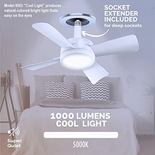 Bell+Howell White 10-Inch Ceiling Fan with LED Light, Remote Control