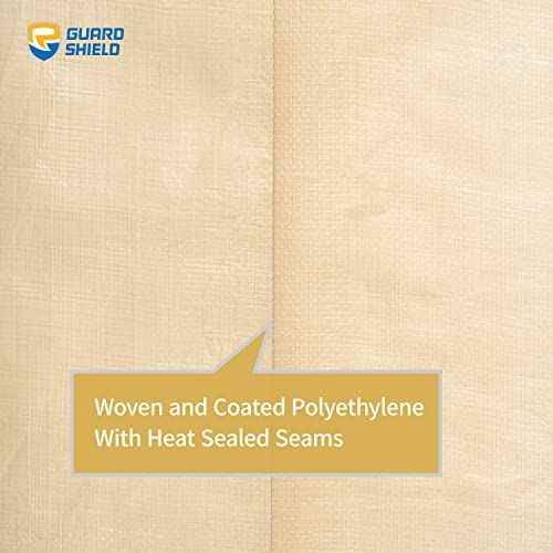 GUARD SHIELD Beige Tarp Heavy Duty Waterproof 12x20 Feet Outdoor Poly Tarps Cover Thick UV Resistant Canopy Tarpaulin with Grommets 10mil