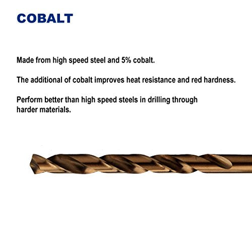 Drill Hulk 3/16-Inch Cobalt Steel Jobber Length Twist Drill Bits Pack of 12