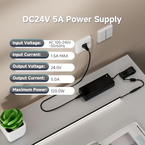 BTF-LIGHTING 24V 120W Power Supply Adapter 1 Pack ETL Listed