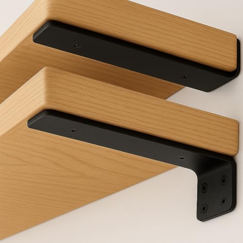 OIVGGUR 6 Inch Black Heavy Duty Floating Shelf Brackets 6-Pack - Wall Support, 160 LBS Capacity