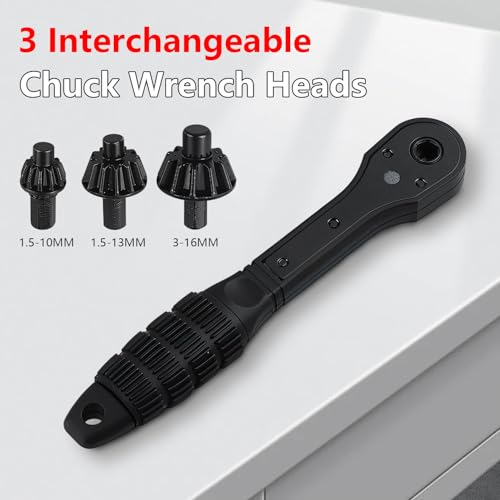 3-in-1 Ratchet Drill Chuck Key Wrench,Mini Ratchet Drills Chuck Spanner,Drill Chuck Ratchet Spanner, Universal Key Replacement Tool for Drill,Compatible with Electric and Power Tools