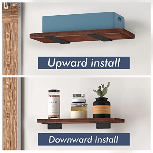Starunder 6 Inch Floating Shelf Brackets Black 6 Pack - Heavy Duty Wall Supports