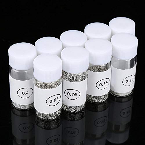 Tin Solder Ball BGA Reballing Soldering Heat Universal Stencil Balls Reball Ball BGA Ball for GPU CPU IC Chip PCB(9 Bottles 0.3mm-0.76mm)