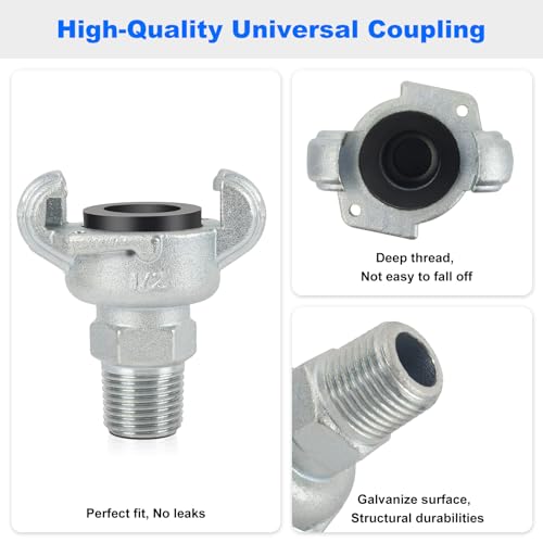 Air Hose Fitting Replacement Chicago Air Fitting 1/2, NPT Male End Chicago Air Fitting, 0.5" Iron 2 Lug Universal Coupling