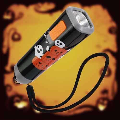 EverBrite Halloween Flashlights Halloween Gifts, Small LED Flash Light Handheld Torch with Lanyard 3AAA Battery Included, 1 Pack-Black
